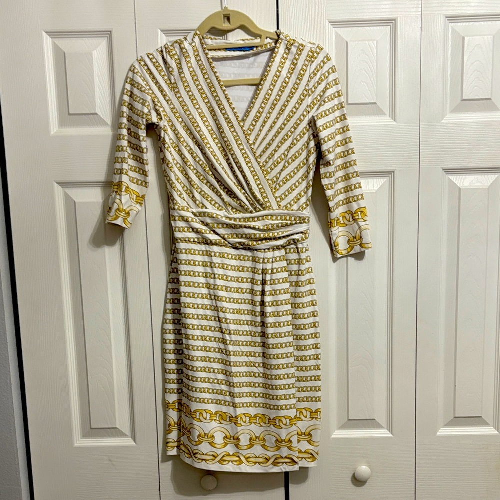 J McLaughlin Chic Chain Print Wrap Dress
